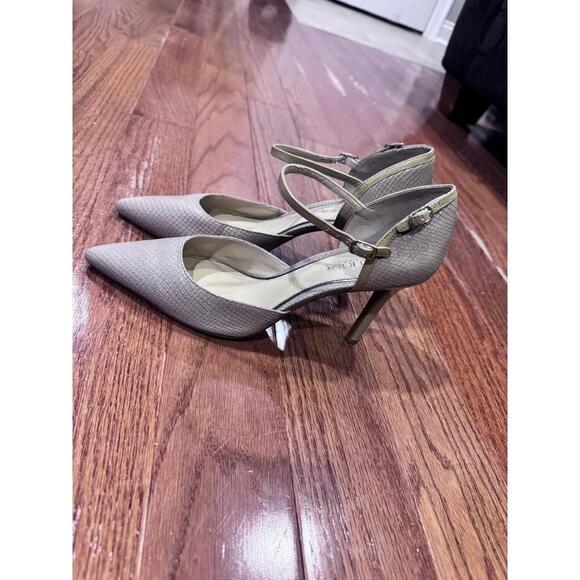 Lauren Ralph Lauren Shoes - Lauren Ralph Lauren Sophie Beige Pointed Toe Ankle Strap Textured Heels Size 8.5